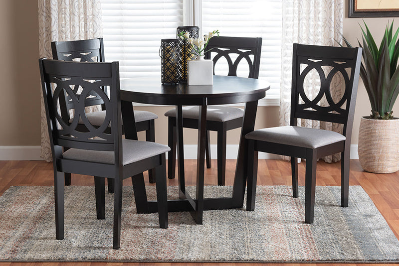 Paloma Modern Gray and Dark Brown 5-Piece Dining Set Baxton