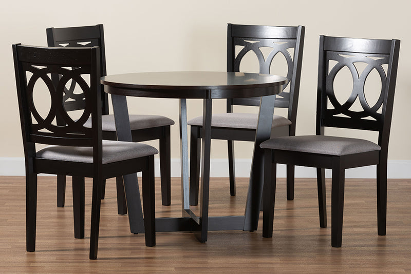 Paloma Modern Gray and Dark Brown Finished Wood 5-Piece Dining Set