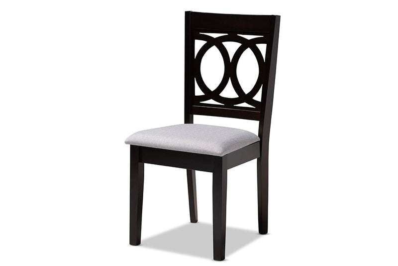 Alessa Gray Fabric Upholstered and Dark Brown 6-Piece Dining Set Baxton