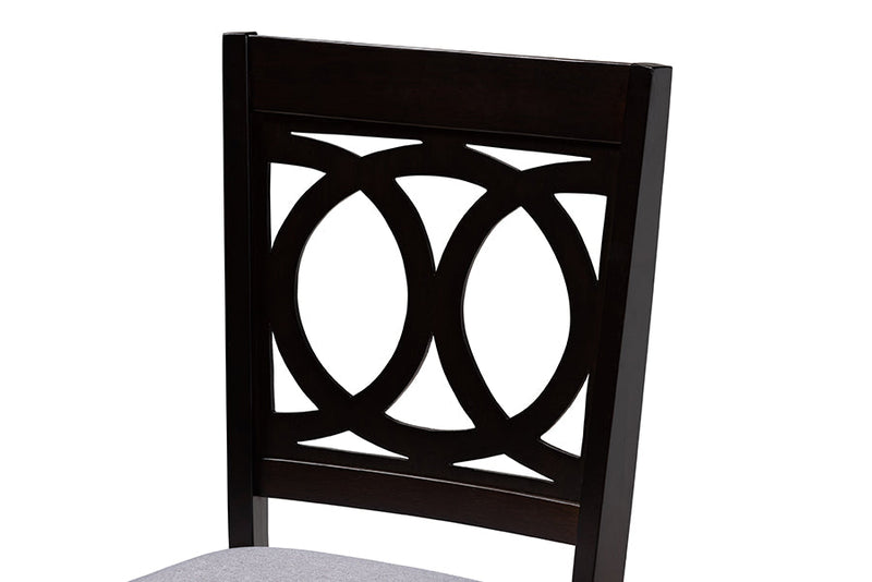 Alessa Gray Fabric Upholstered and Dark Brown 6-Piece Dining Set Baxton