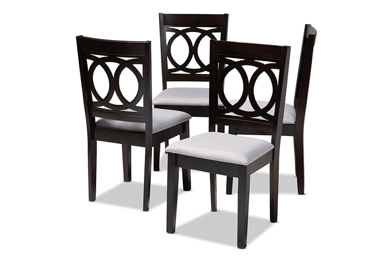 Aspen Modern and Contemporary Gray Fabric Upholstered Espresso Brown Finished Wood Dining Chair Set of 4