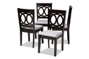 Aspen Gray Fabric Upholstered Espresso Brown Dining Chair Set of 4 Baxton
