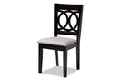 Aspen Gray Fabric Upholstered Espresso Brown Dining Chair Set of 4 Baxton