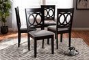Aspen Gray Fabric Upholstered Espresso Brown Dining Chair Set of 4 Baxton