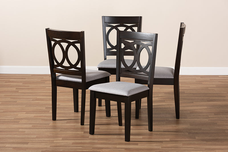 Aspen Modern and Contemporary Gray Fabric Upholstered Espresso Brown Finished Wood Dining Chair Set of 4