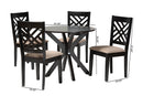 Michio Modern Sand Fabric and Dark Brown 5-Piece Dining Set Baxton