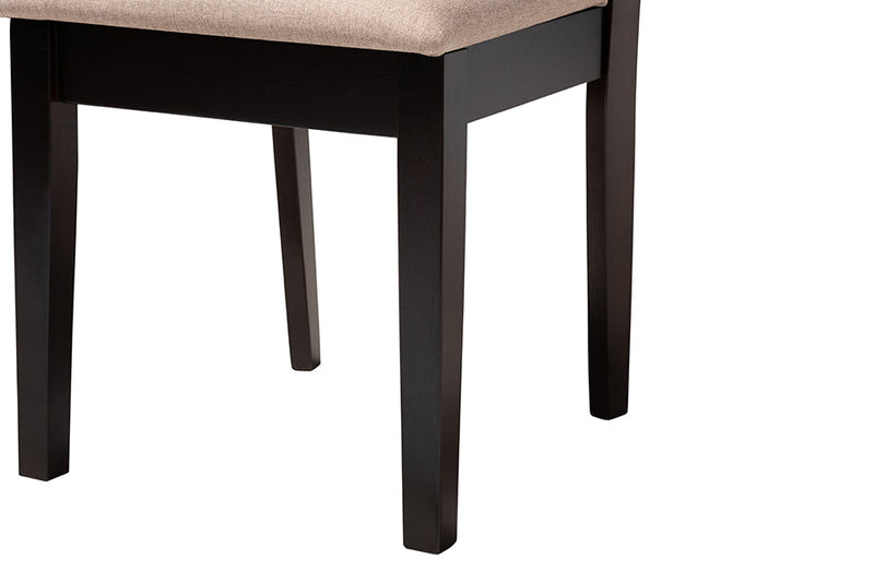 Michio Modern Sand Fabric and Dark Brown 5-Piece Dining Set Baxton