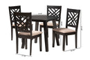 Kagama Modern Beige Fabric and Dark Brown 5-Piece Dining Set Baxton