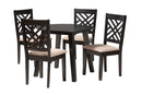 Kagama Modern Beige Fabric and Dark Brown 5-Piece Dining Set Baxton