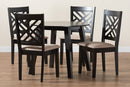 Kagama Modern Beige Fabric and Dark Brown 5-Piece Dining Set Baxton