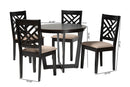 Siskal Modern Sand Fabric and Dark Brown 5-Piece Dining Set Baxton