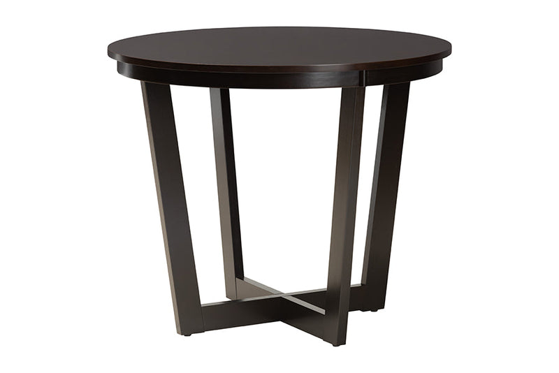Siskal Modern Sand Fabric and Dark Brown 5-Piece Dining Set Baxton