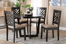 Siskal Modern Sand Fabric and Dark Brown 5-Piece Dining Set Baxton