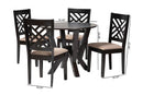 Seda Modern Sand Fabric and Dark Brown 5-Piece Dining Set Baxton