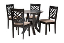 Seda Modern Sand Fabric and Dark Brown 5-Piece Dining Set Baxton