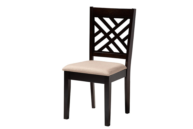 Crayton Modern Sand Fabric and Walnut Brown 6-Piece Dining Set Baxton