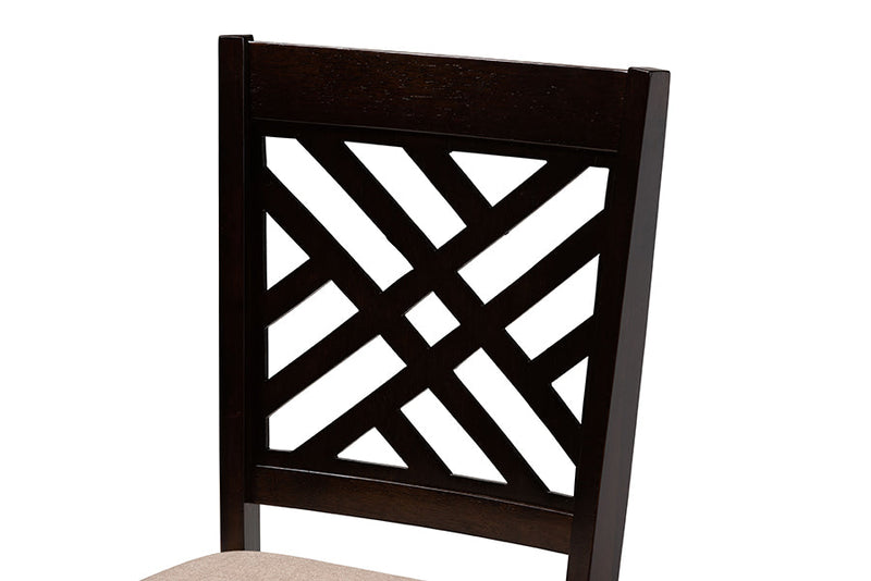 Crayton Modern Sand Fabric and Walnut Brown 6-Piece Dining Set Baxton