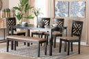 Crayton Modern Sand Fabric and Walnut Brown 6-Piece Dining Set Baxton