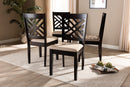 Iden Sand Fabric Upholstered Espresso Brown Dining Chair Set of 4 Baxton
