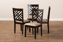 Iden Sand Fabric Upholstered Espresso Brown Dining Chair Set of 4 Baxton