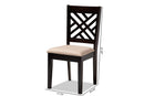 Iden Sand Fabric Upholstered Espresso Brown Dining Chair Set of 4 Baxton