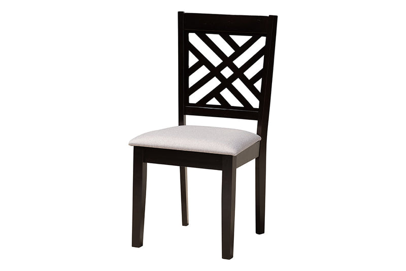 Michio Modern Gray Fabric and Dark Brown 5-Piece Dining Set Baxton