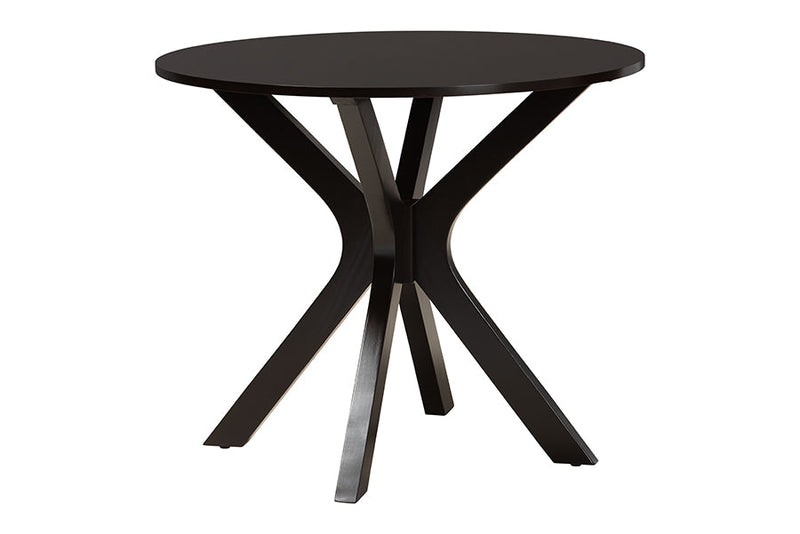 Michio Modern Gray Fabric and Dark Brown 5-Piece Dining Set Baxton