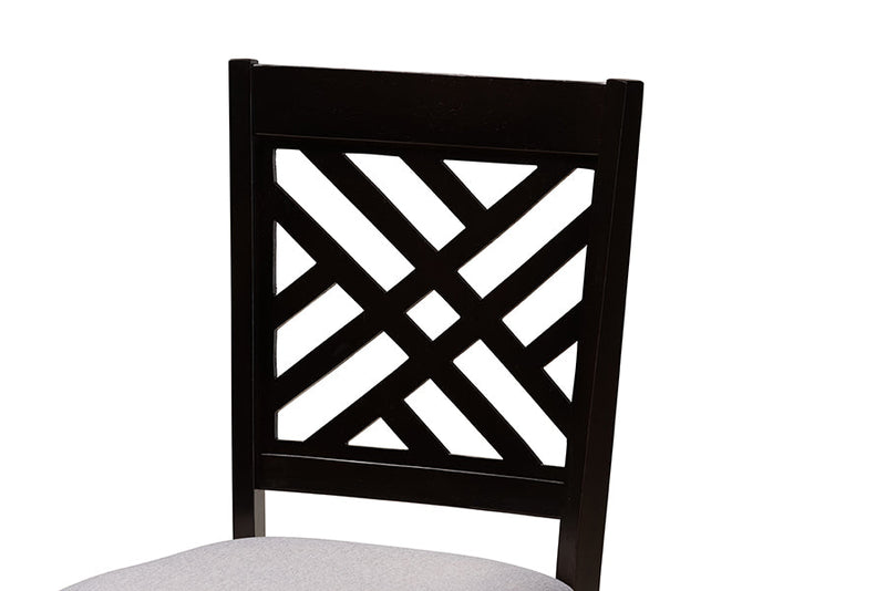 Michio Modern Gray Fabric and Dark Brown 5-Piece Dining Set Baxton