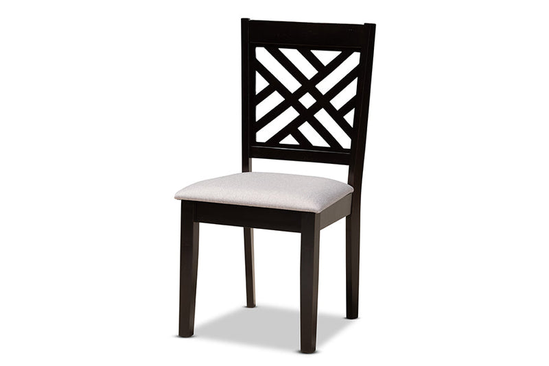 Winton Gray Fabric Upholstered and Dark Brown 5-Piece Dining Set Baxton