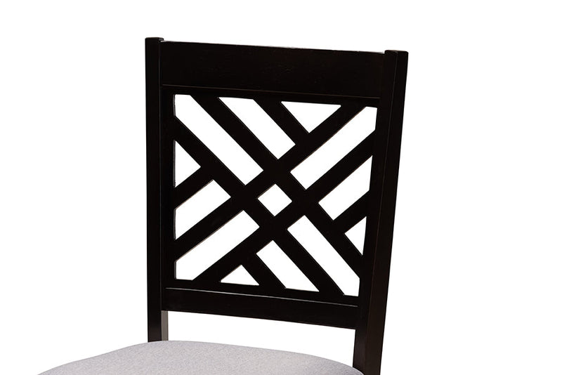 Winton Gray Fabric Upholstered and Dark Brown 5-Piece Dining Set Baxton