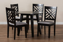 Winton Gray Fabric Upholstered and Dark Brown 5-Piece Dining Set Baxton