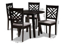 Winton Gray Fabric Upholstered and Dark Brown 5-Piece Dining Set Baxton