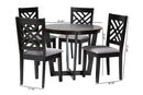 Siskal Modern Gray Fabric and Dark Brown 5-Piece Dining Set Baxton