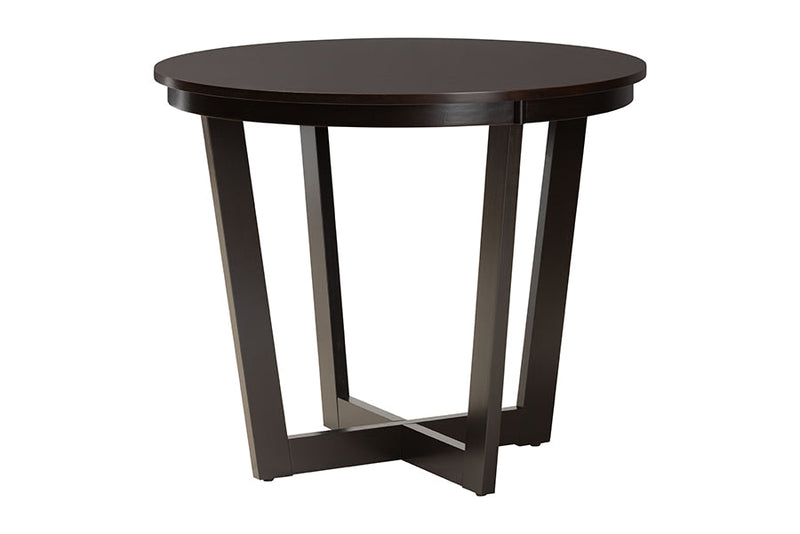 Siskal Modern Gray Fabric and Dark Brown 5-Piece Dining Set Baxton