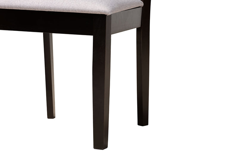 Siskal Modern Gray Fabric and Dark Brown 5-Piece Dining Set Baxton