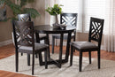 Siskal Modern Gray Fabric and Dark Brown 5-Piece Dining Set Baxton