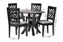 Seda Modern Gray Fabric and Dark Brown 5-Piece Dining Set Baxton