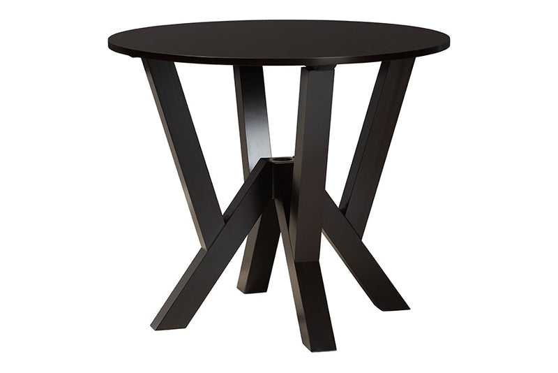 Seda Modern Gray Fabric and Dark Brown 5-Piece Dining Set Baxton