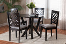 Seda Modern Gray Fabric and Dark Brown 5-Piece Dining Set Baxton