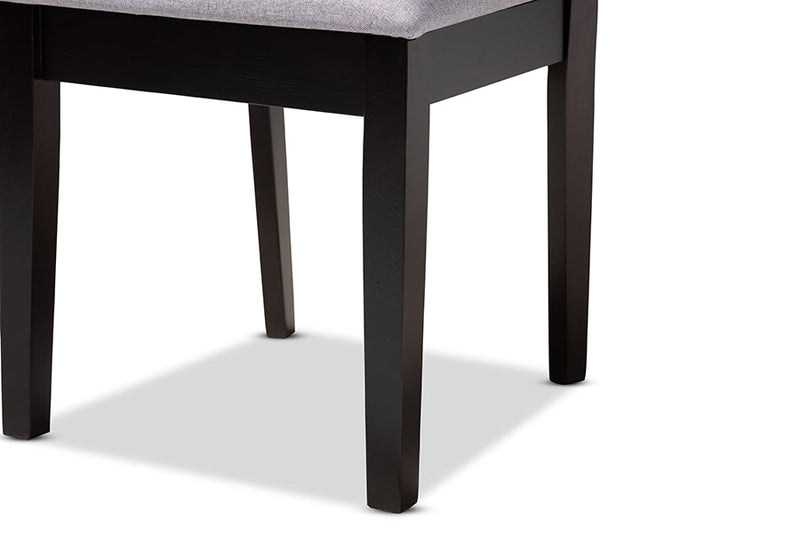 Crayton Gray Fabric Upholstered and Dark Brown 6-Piece Dining Set Baxton