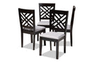 Iden Gray Fabric Upholstered Espresso Brown Dining Chair Set of 4 Baxton