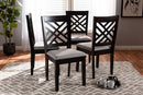Iden Gray Fabric Upholstered Espresso Brown Dining Chair Set of 4 Baxton