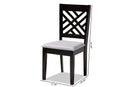 Iden Gray Fabric Upholstered Espresso Brown Dining Chair Set of 4 Baxton