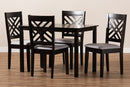 Iden Gray Fabric Upholstered Espresso Brown 5-Piece Dining Set Baxton