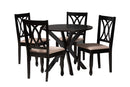Linn Modern Beige Fabric and Espresso Brown 5-Piece Dining Set Baxton