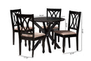 Linn Modern Beige Fabric and Espresso Brown 5-Piece Dining Set Baxton