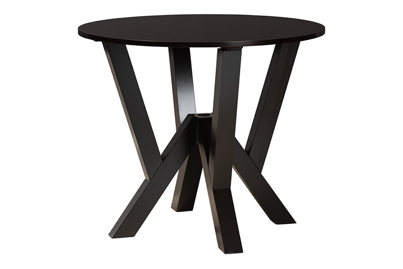 Nefeli Modern Sand Fabric and Dark Brown Finished Wood 5-Piece Dining Set