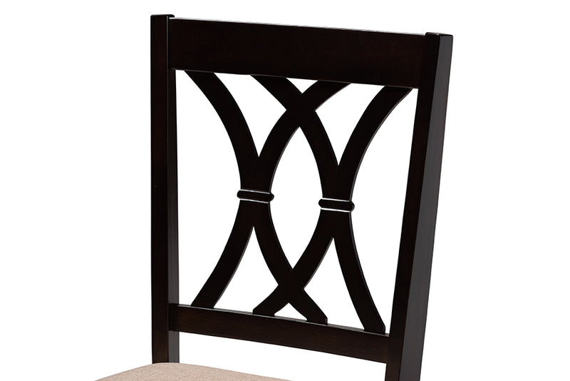 Nefeli Modern Sand Fabric and Dark Brown Finished Wood 5-Piece Dining Set
