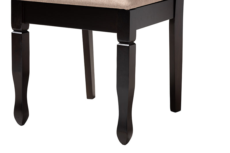 Nefeli Modern Sand Fabric and Dark Brown Finished Wood 5-Piece Dining Set