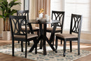 Nefeli Modern Sand Fabric and Dark Brown 5-Piece Dining Set Baxton
